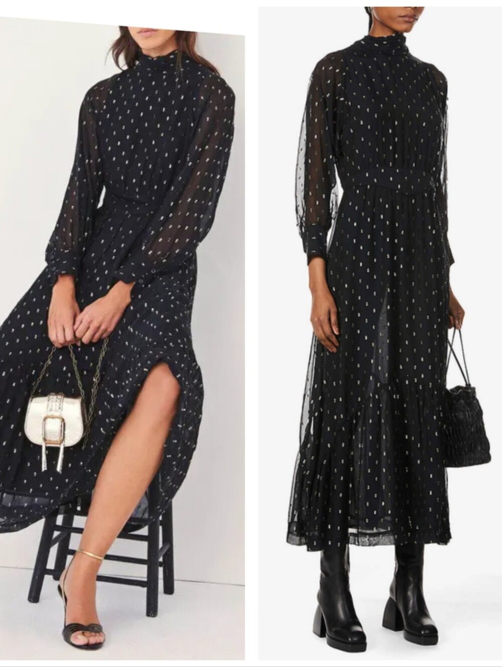 Ba&sh Romy dress Size 0 Black And Gold